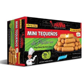 Panna Tequeños de platano or Plantain Cheese Sticks Party Size, Pre-cooked, Ready-to-Bake, (36 units)