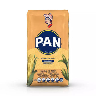 PAN Harina de Maiz Amarillo Precocida | Pre Cooked Yellow Corn Meal | Gluten-free (2 lb 1 Kg)