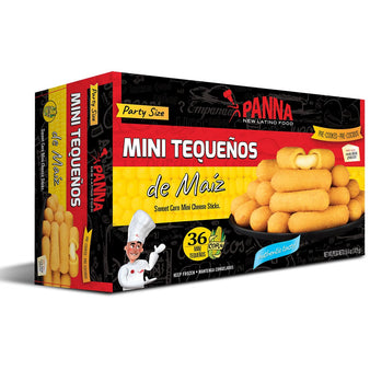 Panna Tequeños de Maiz or Sweet Corn Cheese Sticks Party Size, Pre-cooked, Ready-to-Bake (36 units)