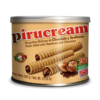 Pirucream Rolled Wafers with Chocolate and Hazelnut, 300 g 10.59 oz
